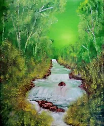 Buy Original Oil Painting On Canvas. Stream, Forest, Woods, Water, Size 40cm X 50cm • 30£