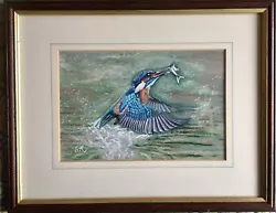 Buy A Beautiful Hand Painted Kingfisher With Fish In Acrylics. Framed And Signed. • 50£