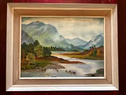 Buy Mountain Landscape At Morning Oil Painting Signed AWM • 42.50£