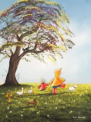 Buy Pete Rumney Art Original Painting Off On An Adventure Dog Ducks Rabbit Fun • 10£