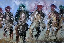 Buy 🎁🎄Thundering- Original Patrick Flynn Horse Racing Oil Painting-11”x8” • 42£