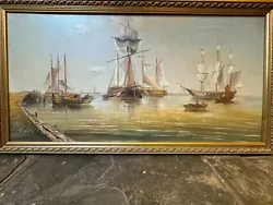 Buy Baillie Original Large Maritime Painting Tall Ships & Small Boats - Framed • 380£