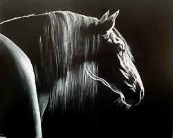 Buy COA Original Painting Acrylic Art Canvas Horse Portrait Vintage 16 X20  Artwork • 173.25£