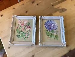 Buy Pair Of Original Watercolours Of Flowers Framed By Local Artist. • 70£