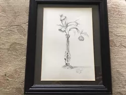 Buy Framed Pencil Sketch Drawing - Crystal Vase & Flowers By Hugh Forrest. • 9.99£