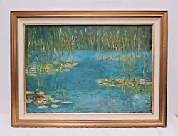 Buy LARGE Signed Oil Painting Monet Inspired Impressionist Water Lilies Pond Framed • 125£