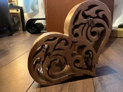 Buy Beautiful Carved Chunky Solid Wooden Heart Love Sculpture • 35£