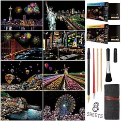 Buy Scratch Painting Kits For Adults & Kids Rainbow Painting Night View Scratchbo • 17.89£
