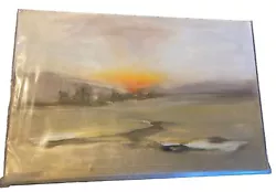 Buy OOAK Abstract Impressionist Sunset Over The Estuary Oil Painting Box Canvas WOW • 5£