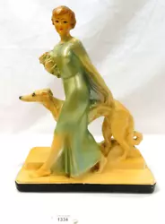 Buy 325/1334 Art Deco / Art Nouveau Lady With Dog Chalk Statue ~ Art Deco / Art • 124.95£
