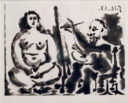Buy PABLO PICASSO - THE PAINTER AND HIS MODEL AQUATINT, 1963 Signed Numbered Ed. 50. • 8,000£
