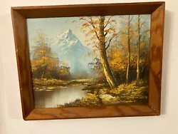 Buy 1970's Oil Painting Of Mountain Scene With Woods And River • 25£