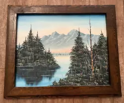 Buy Vintage Oil Painting 20 X 24   Landscape Trees Lake Hand Painted Framed Mountain • 103.60£
