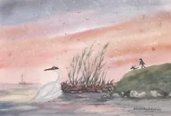 Buy SWAN SONG - Original Watercolour Painting By ADRIAN APPLEBY • 10£