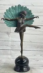 Buy Charleston Peacock Flapper Dancer Girl Art Deco Bronze Sculpture By Pelliers • 433.67£