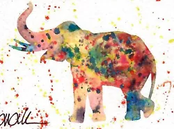 Buy OOAK ACEO WATERCOLOR  RAINBOW ELEPHANT  Charity Auction For The Love Of  Paws • 2.89£