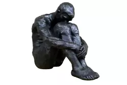 Buy Sitting Scultpured Sleek Naked Man Ornament | Black • 18.45£
