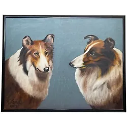 Buy Antique British Oil Painting Portrait Of 2 Scottish Rough Collie Dogs • 2,600£