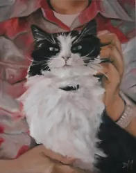 Buy Original Oil Painting Canvas Signed Art Cat Kitten Feline Pet Portrait Framed  • 7,000£