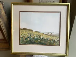 Buy Watercolour Landscape  Painting Country Landscape Sunflowers Framed & Mounted • 16£
