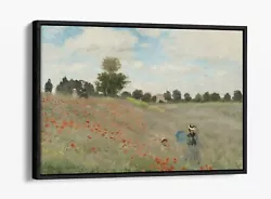 Buy Claude Monet Poppy Field Float Effect Canvas Wall Art Pic Print- Green Blue • 29.99£
