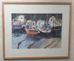 Buy Ian Sidaway B1951 Large Original Signed Water Colour Painting Polperro Harbour • 475£