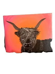 Buy Highland Cow Painting On Thin 8x10 Inch Canvas With Gloss Finish • 22£
