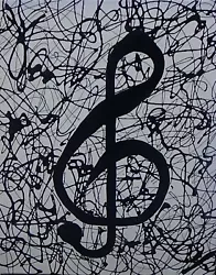Buy ' Treble Clef ' - Abstract Musical Music Artwork Art Black & White Canvas • 20£