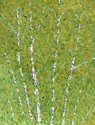 Buy Original Oil Painting “Silver Birch Green And Gold’ By Brian Pinnell • 25£