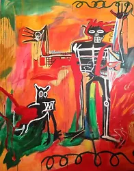 Buy ALDUS ORIGINAL  Boy And Dog In A Johnnypump  Jean-Michel Basquiat Repro PAINTING • 9,250£
