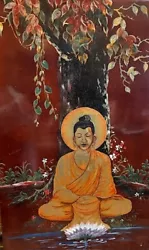 Buy Vintage Buddha Hand Painted Distressed Wall Art On Wood • 660.55£