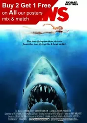 Buy Jaws 1975 Movie Poster A5 A4 A3 A2 A1 • 15.99£