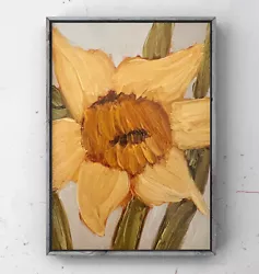 Buy Daffodil Art Daffodil Flower Original Signed Oil Painting Miniature Floral Art • 26.04£