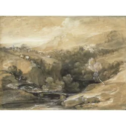 Buy Gainsborough Extensive Wooded Landscape Bridge Painting Canvas Art Print Poster • 13.99£