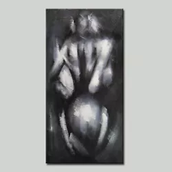 Buy Mintura Art Hand Painted Black And White Lovers Abstract Oil Paintings On Canvas • 232£