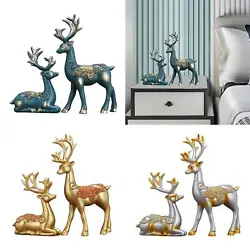 Buy 2 Pieces Nordic Reindeer Figure Lucky Deer Statue Moose Sculpture For Table • 17.59£