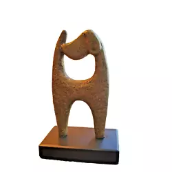 Buy Vintage Abstract Brass Dog Sculpture Black Stone Base 6.5  Mid Century Modern • 55.81£
