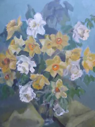 Buy Oil Painting Vibrant Daffodils Artist Jean Stratton 1960,s Free Shipping England • 145£