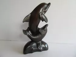 Buy Vintage Carving Lignum Vitae Hard Wood Bottlenose Dolphins. • 29.99£