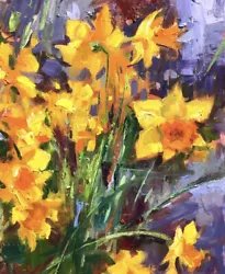 Buy Daffodil Painting Blooming Flowers Original  Oil On Canvas Impressionist Art • 367.60£