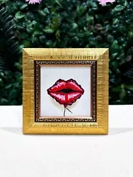 Buy Lips Balloon Oil Painting VINTAGE Gold FRAMED Helium Realistic Still Life Art • 55£