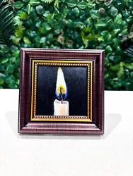Buy Candle Oil Painting VINTAGE FRAMED White  Candle Realistic Flame Still Life Art • 70£