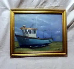 Buy Original David Ferrero Oil Painting In Gold Gilt Frame Boat On Beach Signed +COA • 35£