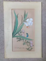 Buy Vintage Asian Art, Original Painting On Silk, Signed, Flowers And Butterflies • 25£
