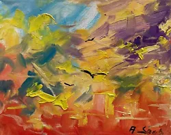 Buy LANDSCAPE Original Oil Painting Impressionist Sunset Birds Clouds Npd • 29.42£