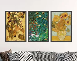 Buy Set Of Three Sunflower Prints, Paintings By Egon Schiele, Van Gogh Poster Gift • 199£