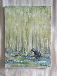 Buy Original Acrylic Painting By Jessica J Peck - Woodland Scene With Badger • 14£