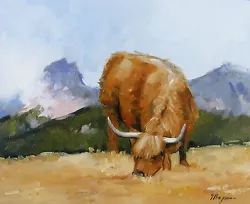 Buy Original Oil Painting Hand Painted Art - Highland Cattle Cow - By J Payne • 90£