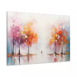 Buy Oil Painting Forest Canvas Colourful Autumn Rainbow Trees Print Wall Art Decor • 15.99£