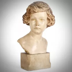 Buy Large Art Deco Painted Plaster Bust Of A Young Girl • 115£
